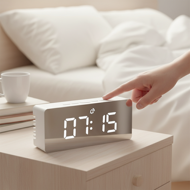 Modern LED Mirror Alarm Clock with Adjustable Brightness & Snooze Function for Home and Office Clocks