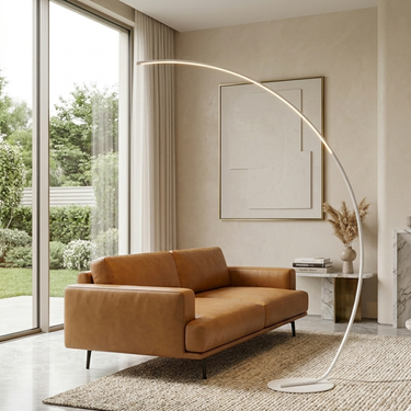 Solvion Arc Floor Lamp | Modern Dimmable Standing Floor Lamp with Remote Control for Living Room or Bedroom Floor Lamps