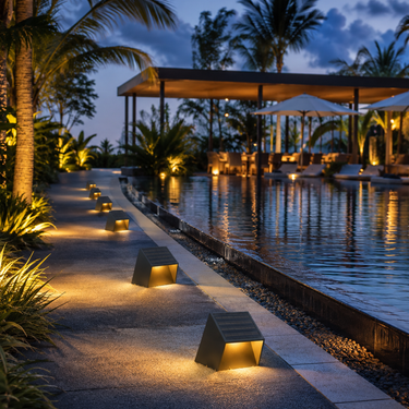 Modern Solar Outdoor Pathway Lights - Stainless Steel Landscape Lighting with Remote