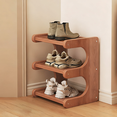 Bamboo Shoe Rack - Modern Minimalist Shoe Storage Organizer, 2-5 Tiers Shoe Storage