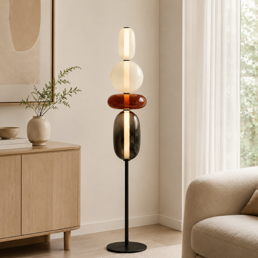 Solenne | Elegant Modern Glass Floor Lamp with Sculptural LED Design for Living Room