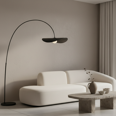 WabiSabi Arc Floor Lamp | Elegant Modern Iron Floor Lamp with Petal Shade for Living Room Floor Lamps