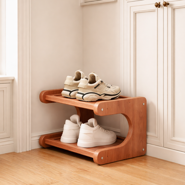 Bamboo Shoe Rack - Modern Minimalist Shoe Storage Organizer, 2-5 Tiers Shoe Storage