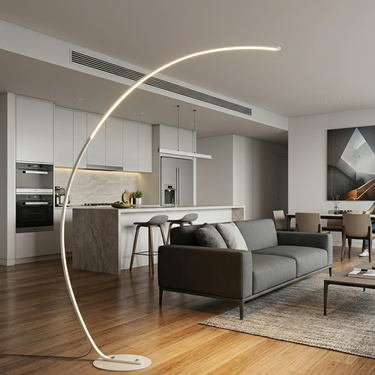 Solvion Arc Floor Lamp | Modern Dimmable Standing Floor Lamp with Remote Control for Living Room or Bedroom Floor Lamps