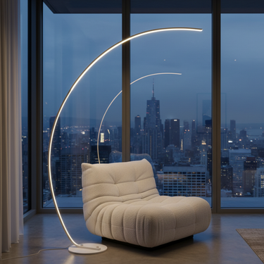 Solvion Arc Floor Lamp | Modern Dimmable Standing Floor Lamp with Remote Control for Living Room or Bedroom Floor Lamps
