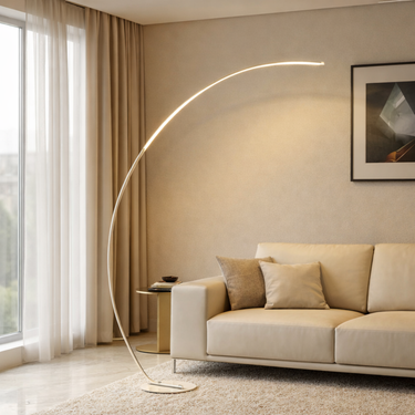 Solvion Arc Floor Lamp | Modern Dimmable Standing Floor Lamp with Remote Control for Living Room or Bedroom Floor Lamps