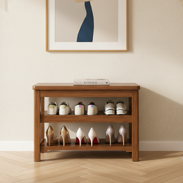 Elegant Solid Wood Shoe Storage Bench for Entryway or Hallway Benches