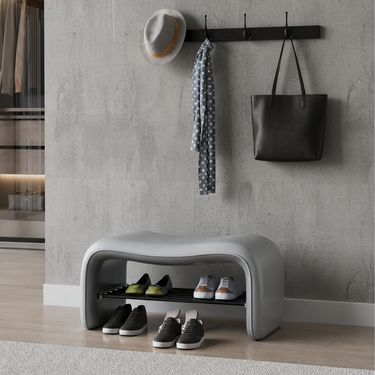 Modern Minimalist Entryway Bench with Shoe Storage & Metal Frame Benches