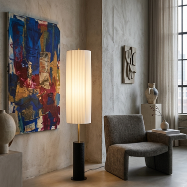 Kiyora | Elegant Modern Japanese Wabi Sabi LED Floor Lamp for Living Room Lighting