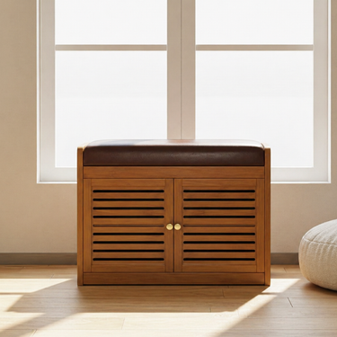 Modern Minimalist Shoe Storage Bench with Faux Leather Cushion Benches