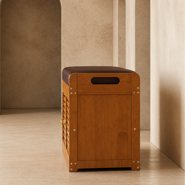 Modern Minimalist Shoe Storage Bench with Faux Leather Cushion Benches