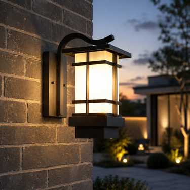 Elegant Outdoor Wall Lantern - Frosted Glass & Sturdy Frame Lights