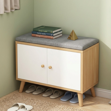 Scandinavian Solid Wood Shoe Storage Cabinet - 2-Tier Organizer Shoe Cabinets