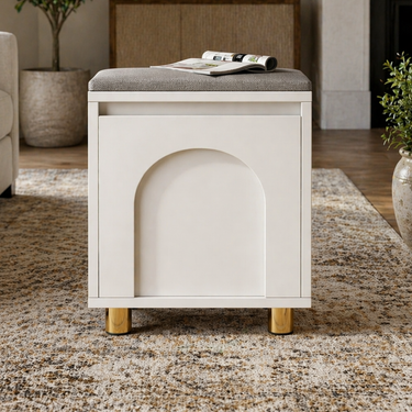Nordic Style Shoe Storage Bench - Armless Entryway Seating in Faux Leather Benches