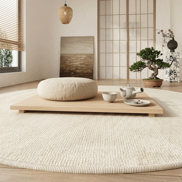 Veloura Luxury Round Area Rug | Soft Cream Non-Slip Wabi Sabi Rug for Living Room or Bedroom Area Rugs