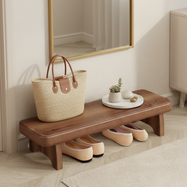 Vintage Solid Wood Shoe Bench Entryway with Walnut Shoe Storage Benches