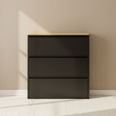 Modern Minimalist Shoe Storage Cabinet - Slim Steel Organizer with Drawers Shoe Storage