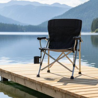 Premium Heavy-Duty Foldable Black Camping Outdoor Chair