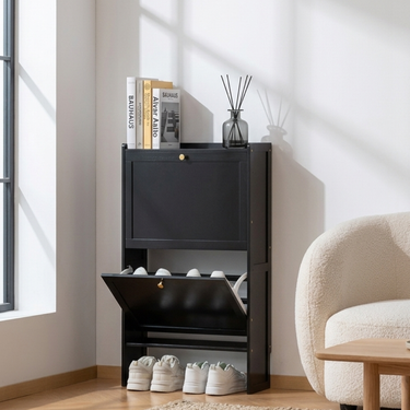 Minimalist Shoe Storage Cabinet - Large Capacity Bamboo & MDF Organizer Shoe Cabinets