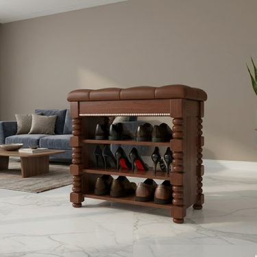 Scandinavian Shoe Storage Cabinet - 3-Tier Microfiber Leather Organizer for Entryway Shoe Storage