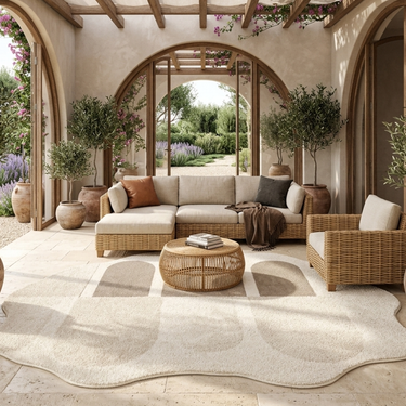 Château Vellure - Elegant French Cream Plush Area Rug, Irregular Shape Washable Living Room Rug Rugs