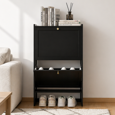 Minimalist Shoe Storage Cabinet - Large Capacity Bamboo & MDF Organizer Shoe Cabinets