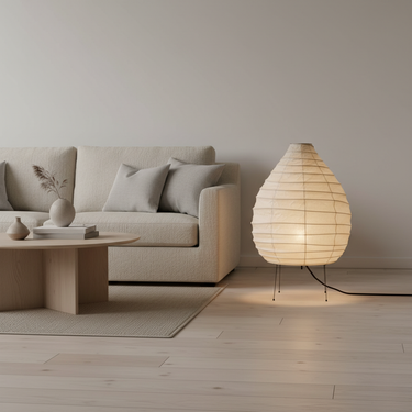 Akari 22N Minimalist Table and Floor Lamp - Washi Paper Shade for Bedroom & Living Room Lamps