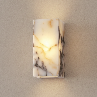 Scandinavian Marble Wall Lamp - Natural Marble Sconce Light with Integrated LED Wall Lighting