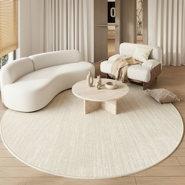 Veloura Luxury Round Area Rug | Soft Cream Non-Slip Wabi Sabi Rug for Living Room or Bedroom Area Rugs