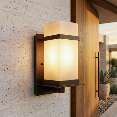 Elegant Outdoor Wall Lantern - IP65 Waterproof Metal Frame Wall Sconce for Patios and Gardens