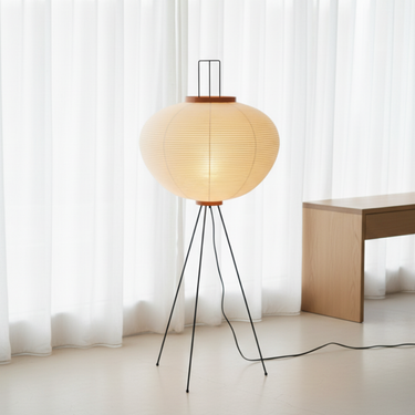 Yūgen | Modern Minimalist Tripod Floor Lamp with Mulberry Paper Shade