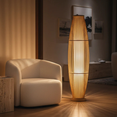 BambooGlow | Elegant Eco-Friendly Modern Table & Floor Lamp for Living Room Lamps