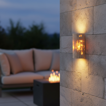 Travara Elegant Outdoor Wall Lamp | Yellow Travertine LED Up and Down Light for Patios & Garden Outdoor Lighting