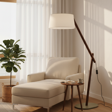 Valeo Modern Floor Lamp – Sculptural Curved Shade Floor Light for Contemporary Living Spaces Floor Lamps