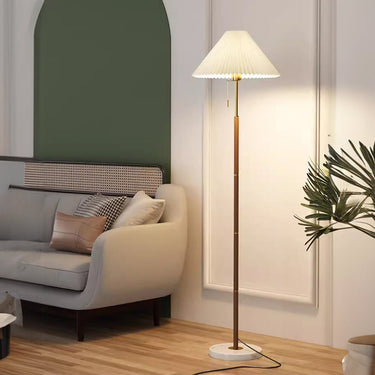Vintage Pleated Floor Lamp - Elegant Iron & Marble Design for Living Room Floor Lamps