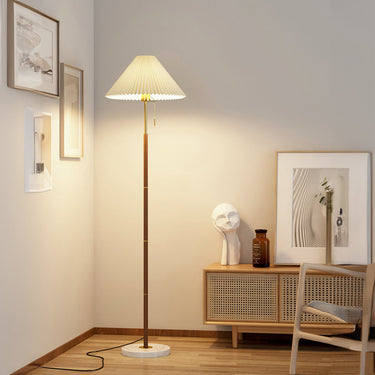 Vintage Pleated Floor Lamp - Elegant Iron & Marble Design for Living Room Floor Lamps