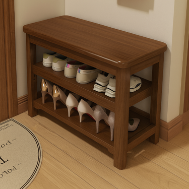 Elegant Solid Wood Shoe Storage Bench for Entryway or Hallway Benches